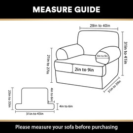 PrinceDeco 2 Pieces Armchair Slipcover Stretch Couch Covers for T Cushion Chair Slipcovers Soft Arm Chiar Cover Furniture Covers with 1 Individual T Shape Seat Covers Width Up to 40"- Navy