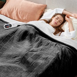 Electric Blanket Heated Throw, Ultra-Soft 60" x 50" Heating Blankets, Fast, Even & Efficient Heating, 1-12 Hours Auto-Off and 6 Heatin Settings, UL Listed for Safety