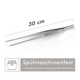 Levani Cooking Tweezers 30 cm – Kitchen Tweezers Made of High-Quality and Rustproof Stainless Steel – Meat Tongs with Ribbed Handles – Barbecue Tweezers – Tweezers Long (30 cm)