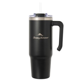 Tommy Bahama Vacuum Insulated Water Bottle with Straw - Double-Wall Stainless Steel, BPA Free, Keep Drinks Warm for 6 Hours or Cold for 12 Hours - Black, 30oz
