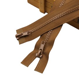 1 Piece Light Brown Resin Zip for Sewing 150CM 2 Ways Resin Zippers for Bags,Pouches,Pillow Covers Making and Replacement