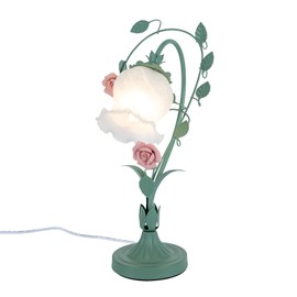 AngelcityCC Modern Bedside Lamp Stained Glass Flower Table Reading Lamps, Rose Flower Nightstand Desk Lights for Bedroom Living Room Office Dresser Home Decoration