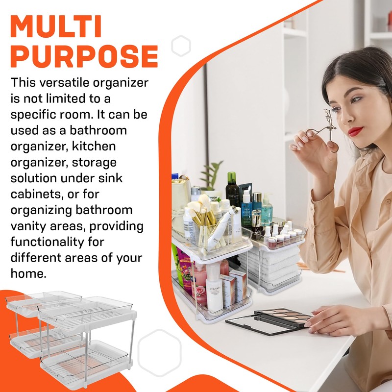 TOPITOP 2 Pack of 2 Tier Under Sink Storage Organizer