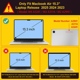 Tuiklol for 2025 2024 2023 MacBook Air 15 inch Case M4 / M3 / M2 Clip, Model A3241 A3114 A2941 Hard Shell Case with Keyboard Cover & Screen Protectorfor MacBook Air 15.3'' Cover,Matte Red