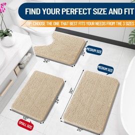 OLANLY Bathroom Rugs 24x16, Extra Soft Absorbent Chenille Bath Rugs, Rubber Backing Quick Dry, Machine Washable Bath Mats for Bathroom Floor, Tub and Shower, Home Decor Accessories, Beige
