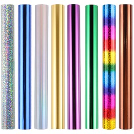 5mx19.3cm 8 Rolls Toner Reactive Foil Paper Hot Stamping Wrapping Paper for Card Making Sparkling Craftwork Scrapbooking Paper Crafts Handmade Foil by Laser Printer and Laminator Album Decoration