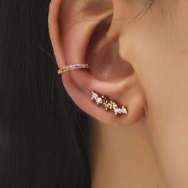 Ear Cuff Earrings Women Trendy Non Piercing Clip on Earrings Cubic Zirconia Earrings Circle Ear Cuffs Fake Earrings Jewelry Gift