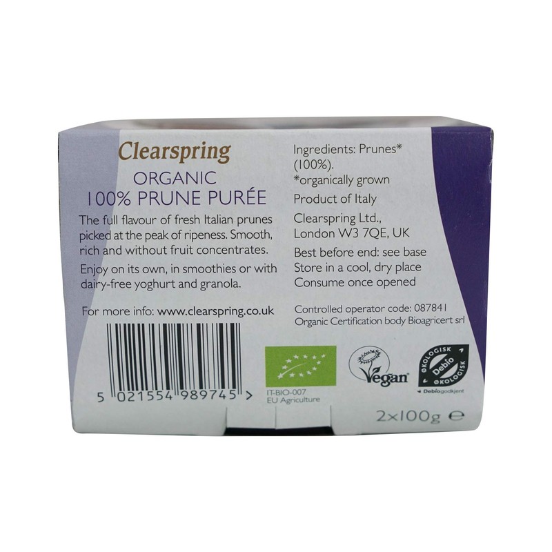 Clearspring Organic 100 Percent Prune Purée, 100 g, Pack of