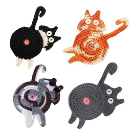4PC Drink Coaster Cat Gifts for Cat Lovers, Fun Woven Creative Coasters,Cute Coffee Coaster for Home Decor Tabletop Protection Suitable for Kinds Cups