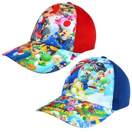 Cartoon Baseball Cap, 2 Pieces Children's Baseball Cap, Baseball Cap for Children Cartoon, Baseball Cap Summer Children Adjustable Children's Snapback Cap, blue red