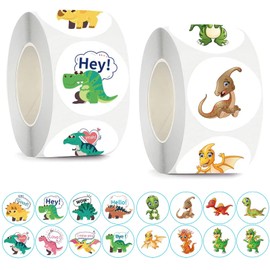 1000Pcs Dinosaur Stickers for Kids Boy Girl Teacher Round Cute Animal Children Reward Stickers Roll Sticker School Supplies Incentive Potty Training Stickers for Classroom Home(16 Style)
