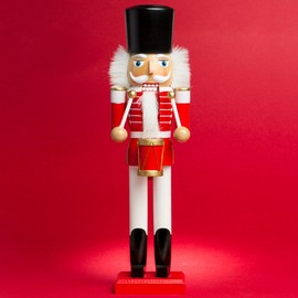 Sikora NK-A Decorative Wooden Nutcracker Figurine, Various Designs, 2 Sizes, Colour/Model: A01 Red, Drummer, Size: Height Approx. 28 cm