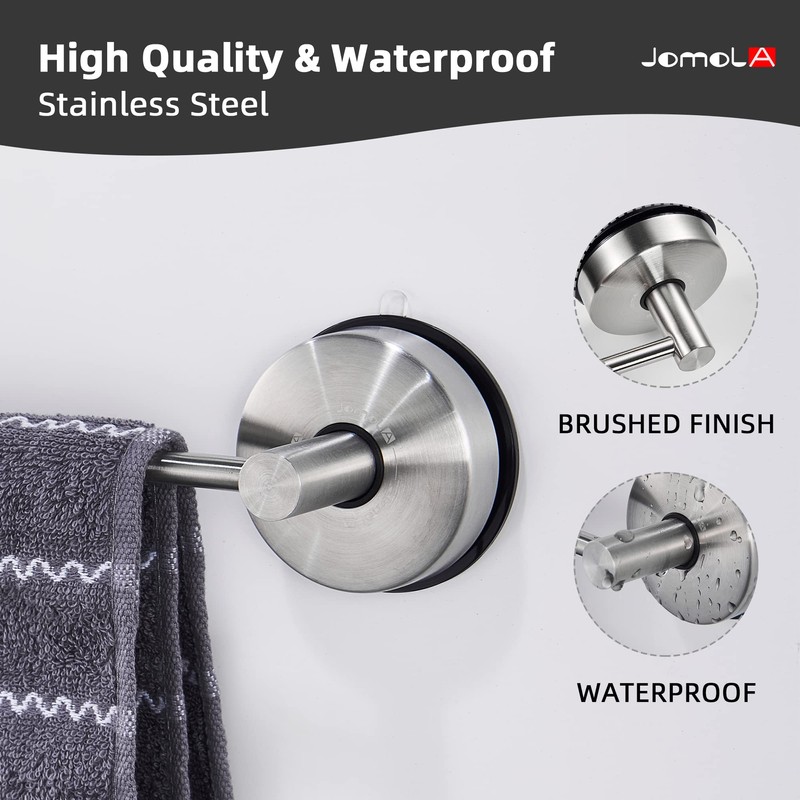 JOMOLA Towel Bar Suction Hand Towel Rack for Bathroom Stainless