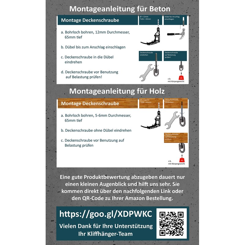 KliffHänger Hanging Chair Attachment from 120 kg to 180 kg