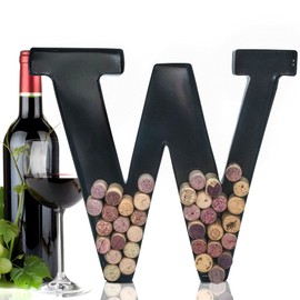 Made Easy Kit Metal Letter Wine Cork Keepsake Saver & Holder Monogram w/Free Wall Mount Kit A-Z (Letter W, Large)