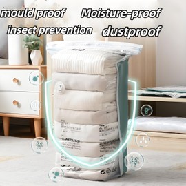 6-Pack Reusable Vacuum Compression Storage Bags Set, With Hand Pump, Sizes: 2 Jumbo Cuboid, 1XL, 1L, 1M, 1S, For Clothes, Quilts, Pillows