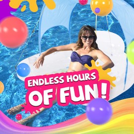 DIMAR GARDEN Pool Float with Canopy, Pool Chair Lounge Raft with Cup Holder, 40" x 37" x 32"