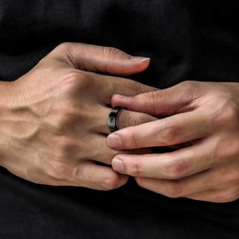 FaithHeart Black Fidget Ring for Anxiety Stainless Steel All Seeing Eye Egyptian Symbol Spinner Band Punk Biker Rings Size Z+3