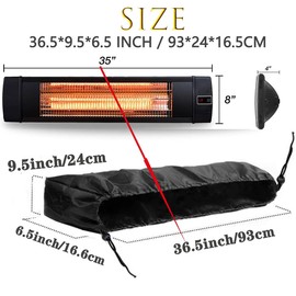 Wall-Mounted Patio Heater Cover - Black 36.5''L *9.5''H *6.5 '' W Electric Heater Cover,420D Oxford Waterproof Dustproof Infrared Heater Covers for Indoor Outdoor Garage Backyard Hanging Patio Heaters