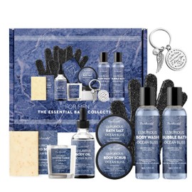PEARLWORLD Set De Baño Y Spa Con Aroma A Océano (12 Piezas) Ideas De Regalo De Cumpleaños Para Hombre. Kit De Cuidado De La Piel Para Él. Regalo