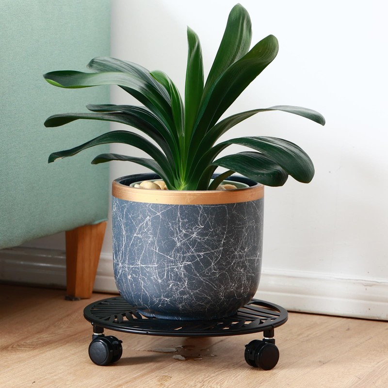 3 Packs Large Metal Plant Caddy with Wheels 13" Rolling