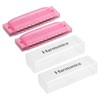 PATIKIL Clearly Colorful Translucent Harmonica 10 Holes Pink ABS Harp