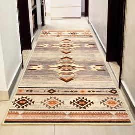 B BENRON Hallway Runner Rug 2 x 4, Non-Slip Western Runners for Bedroom Kitchen, Accent and Tribal Style Long Rugs Washable, Warm Beige