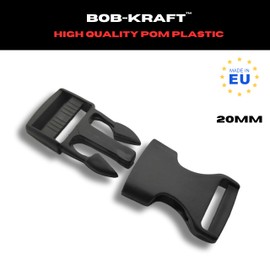 BOB-KRAFT - 1 x 40 mm buckle buckle, plastic click closure, clip closure, buckle for lap belt, replacement buckle for backpack, 1 piece, made in the EU, black