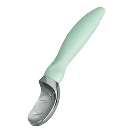Restaurantware Comfy Grip 7.9 x 2 Inch Kitchen Ice Cream Scoop 1 Heavy-Duty Ice Cream Disher - Ergonomic PP Handle Dishwashable Teal Metal Ice Cream Spade With Lid Opener Notch Multi-Use