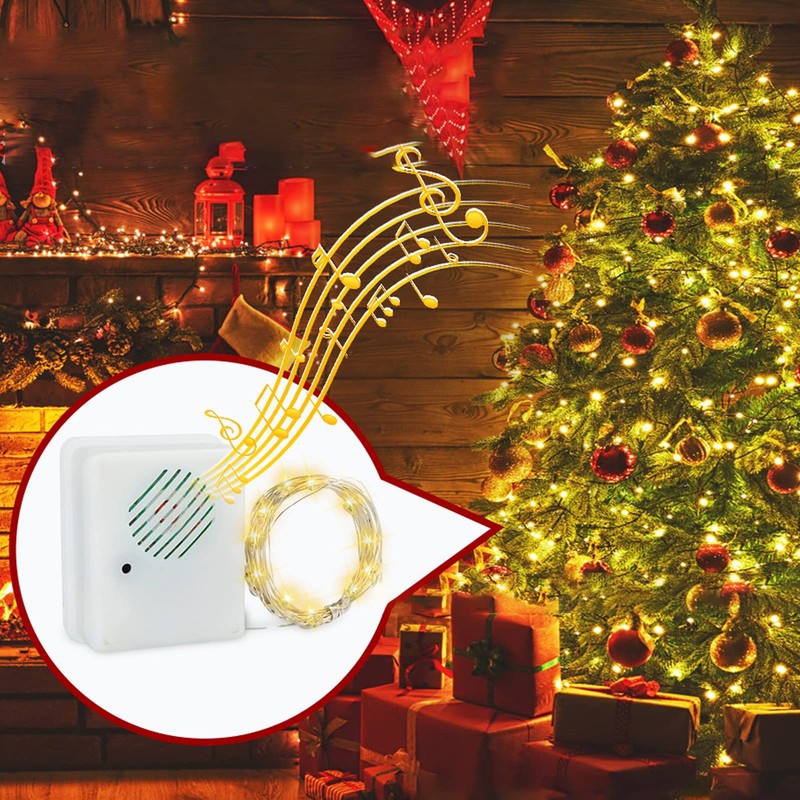 Pilipane Christmas Music Fairy Lights with Voice Sensor for Indoor