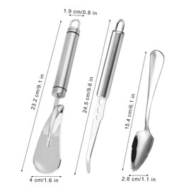 Klyuqoz Grapefruit Knife Curved Serrated, Grapefruit Knife Pack of 2, Grapefruit Tool with Grapefruit Spoons and Orange Peeler, for Grapefruit and Oranges Kitchen Tool