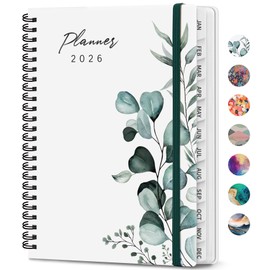 2026 Planner, Weekly and Monthly Calendar Planner Book, January 2026 - December 2026, Hardcover Spiral Planner with Monthly Tabs, Notes Pages, Perfect for Women & Men, A5 (6.4" x 8.5") - Leaf