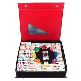 WE Games Mexican Train Dominoes, Double Twelve - Premium Ivory Tiles, Colorful Dots, Family and Adult Board Game