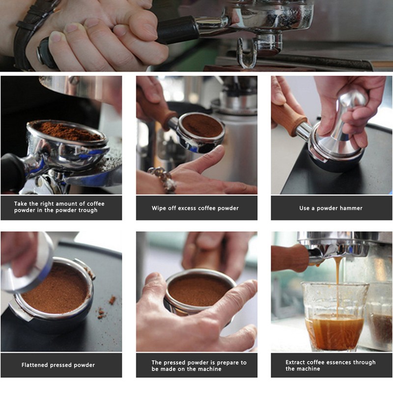 58mm Stainless Steel Flat Coffee Tamper Powder Press Hammer Tool