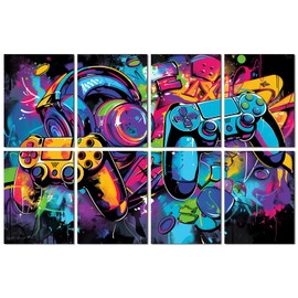 FurnoFlexArt Acoustic Panels Tiles Decorative Room Sound Proof Foam Absorbing Panels Noise Dampening Canceling Reducing Blocker for Walls (Game Graffiti)
