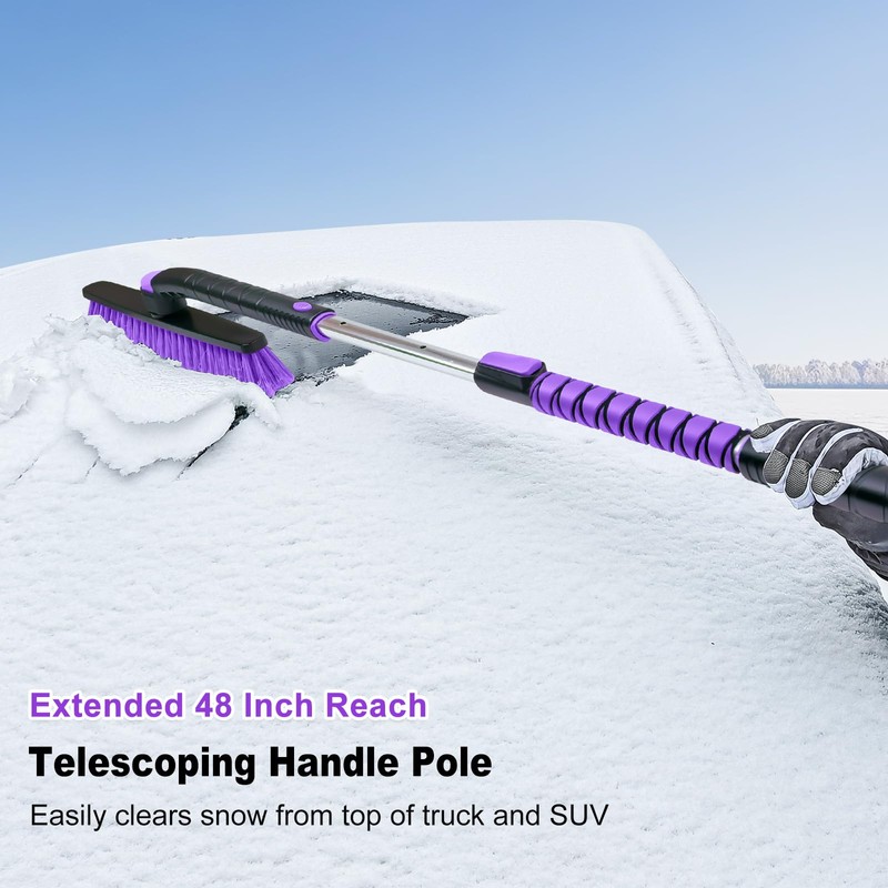 HEEYA 48 Inch Long Snow Brush for SUV, Extendable Ice