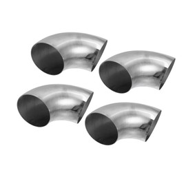 Hihaha 4pcs OD 4 Inch 90 Degree Mandrel Bend Elbow SS304 Stainless Steel Bend Tube Exhaust Elbow Pipe for Car Modified Exhaust System 4" Piping Silver Tone Durable Material