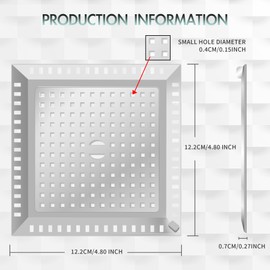 Shower Drain Protector Stainless Steel, Hair Strainer Shower Bathtubs, Strainer for Shower Drain Strainer, Drain Protector for Shower Tray, for Sink, Bathroom, Kitchen, 12.2 x 12.2 cm (Silver)