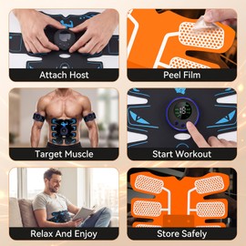 Ruwnii 24pcs Ems Muscle Stimulator, Ab Electronic Trainer with 8 Modes