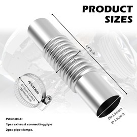 Diesel Heater Exhaust Pipe Connecter,Straight ID 1 Inch Exhaust Pipe Connecter with 2PCS Clamps,Universal Straight Pipe Exhaust Connecter of Diesel Heater Accessories