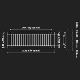 Repa Market 21" x 5" Inch Air Grille for Round Spiral Ducts - Adjustable Single Louvre Blade - Galvanized Ventilation Cover - Side Fit Round Surface Canal Ducting from 9.84" to 35.43" Inches