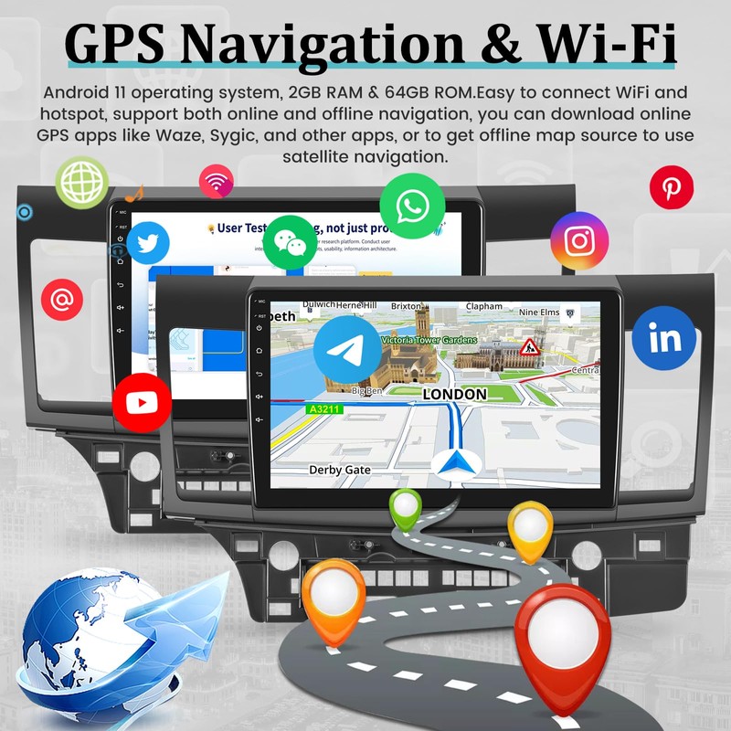 Android 13 Car Stereo for Mitsubishi Lancer 2008-2017 with Carplay