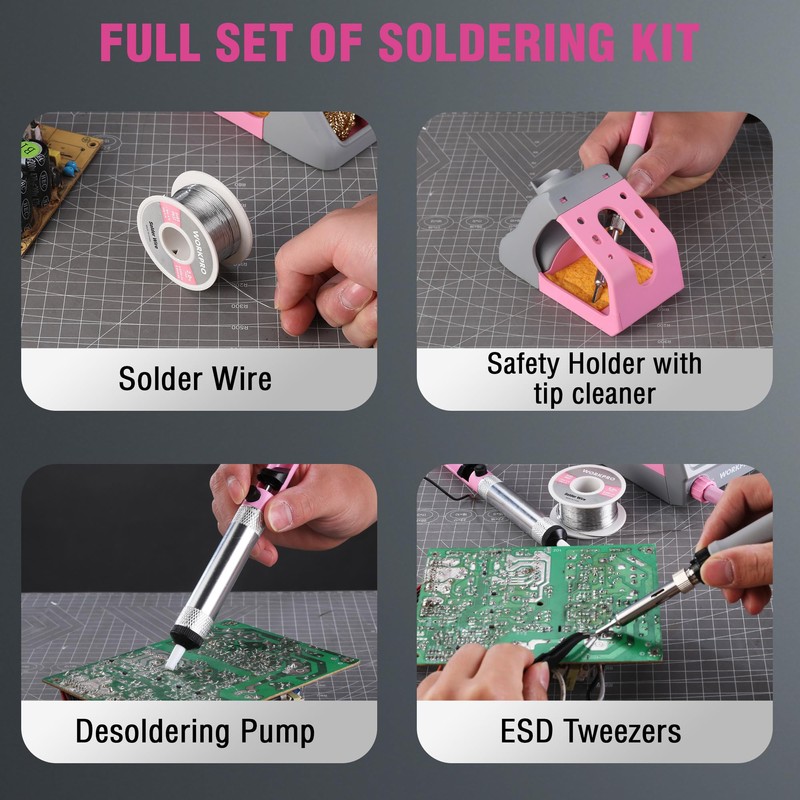 WORKPRO Soldering Station, 60W Soldering Iron Kit Digital Display, 5