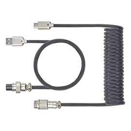 Coiled Gaming Keyboard Cable,Black Coiled Keyboard Cable USB C to USB A for PC Cable Mechanical Keyboard,1.5M Custom Metal Aviator Coiled Cable