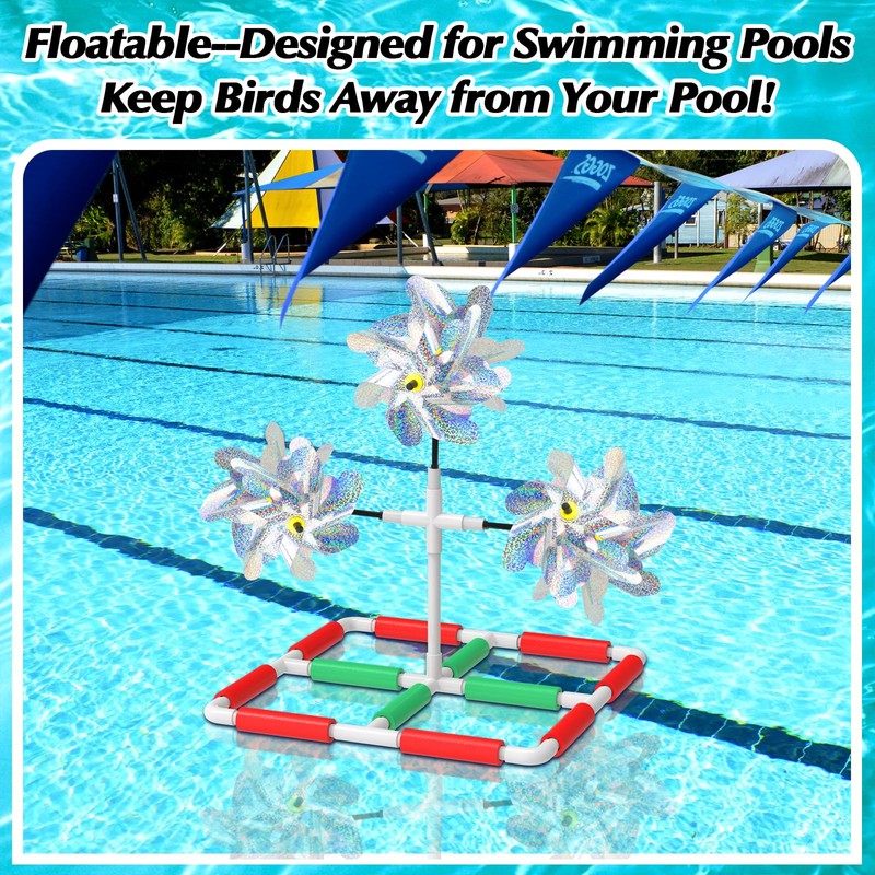 Pool Bird Deterrent, Floating Reflective Windmill Bird Scare Devices, Keep