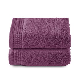 Top Towel - Set of 2 Hand Towels, Bath Towels, 100% Combed Cotton, 600 g/m², 100 x 50 cm, Aubergine