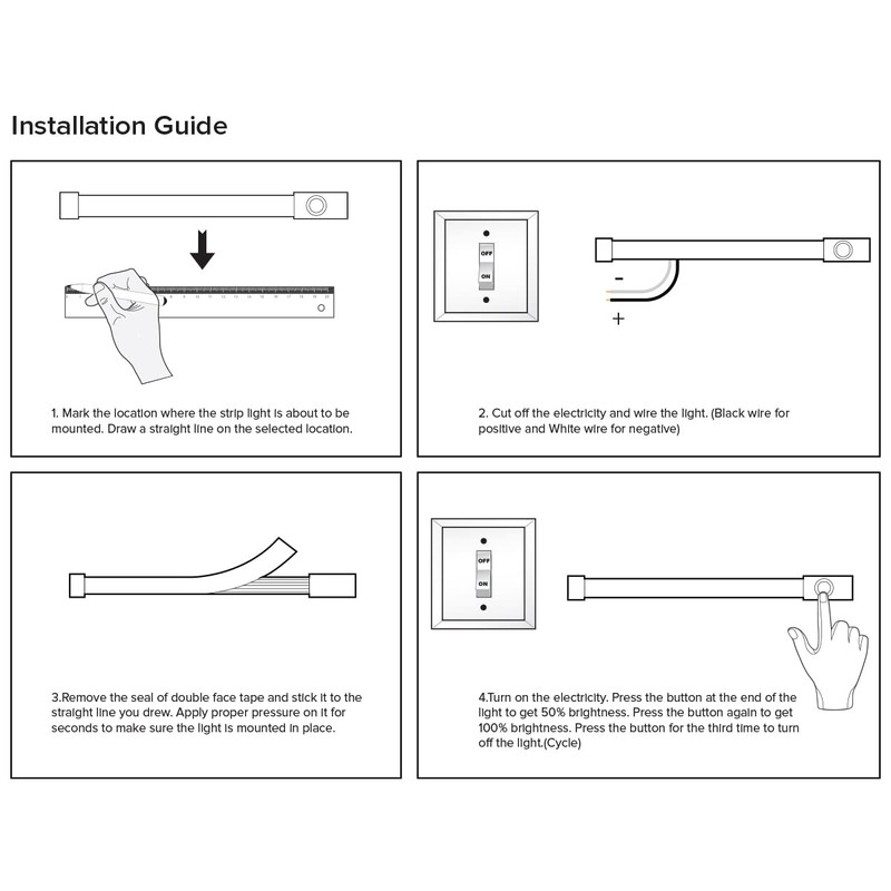 Dream lighting 12V LED Under-Cabinet Strip Light with Switch for