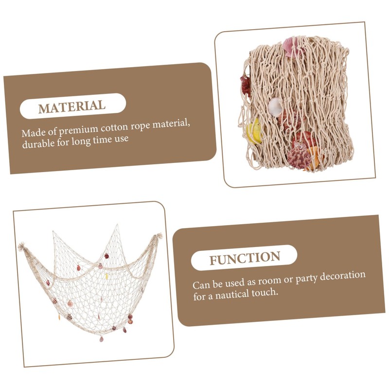 iplusmile Mediterranean Decorative Fishing Net with Shells Rustic Wall Hanging