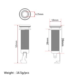 RuiJOTWAT 1/4" Black Cylinder Clip End Pin Mono Panel Output Jack Long Legs Electric Guitar Bass