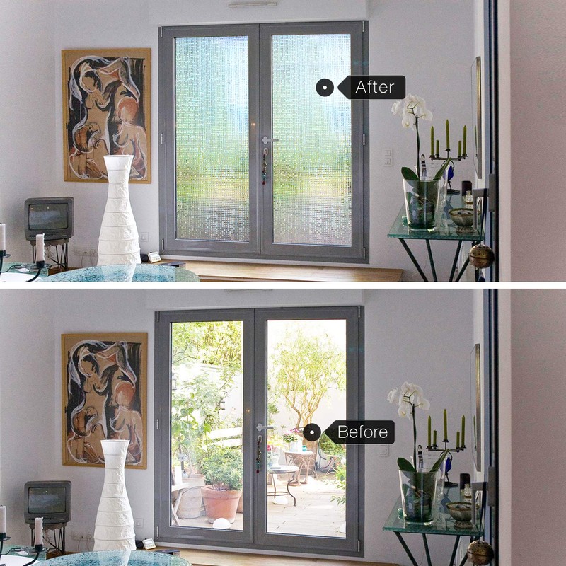 HIDBEA 3D Decorative Window Privacy Film Non-Adhesive Heat Control UV